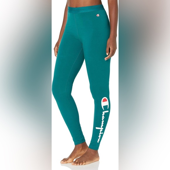 Champion Teal Leggings with Logo Accent, Size S - Picture 1 of 10
